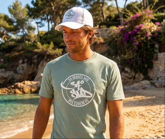 T-shirt homme Sage coupe droite coton bio logo central — 34 Degrés Sud