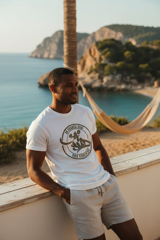 T-shirt homme Coconut Milk coupe droite coton bio logo central — 34 Degrés Sud