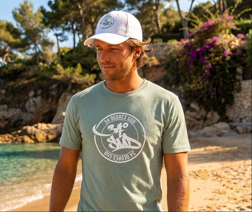 T-shirt homme Sage coupe droite coton bio logo central — 34 Degrés Sud